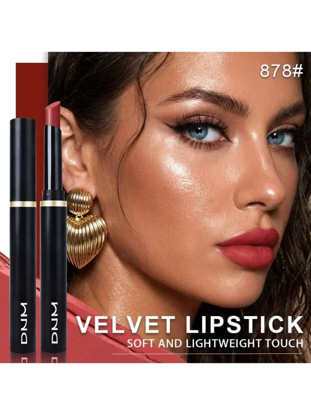 Women's 878# Wine Red Long Lasting Waterproof Velvet Matte Stick Lipstick